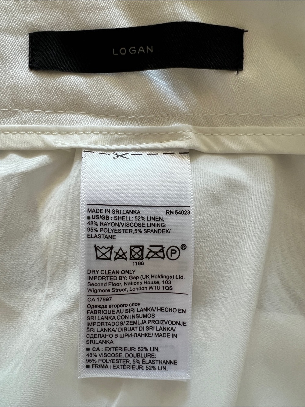 Banana Republic White Nautical Linen Blend Tailored Straight Leg Trousers-8 - Picture 5 of 8